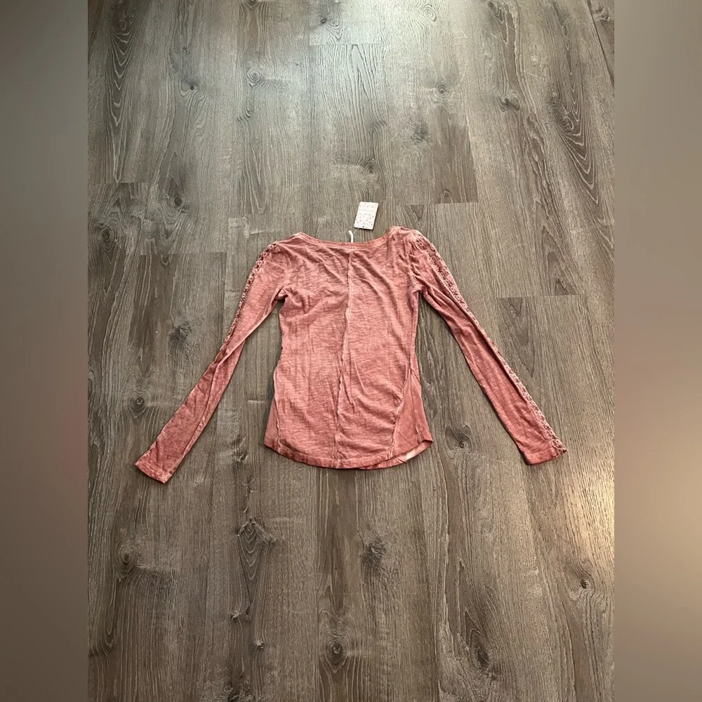 Free People Shell Stitch Long Sleeve In Henley Blush